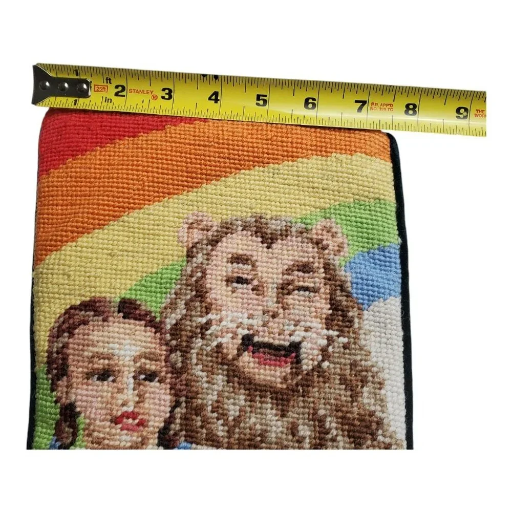 Rare Wizard Of Oz Needlepoint Christmas Stocking Wool Rainbow Dorothy Holiday 18 - Picture 13 of 14